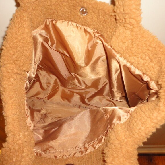 VICTORIA'S SECRET PINK Fur Sherpa Tote Bag Brown One Size NWT - Picture 5 of 6